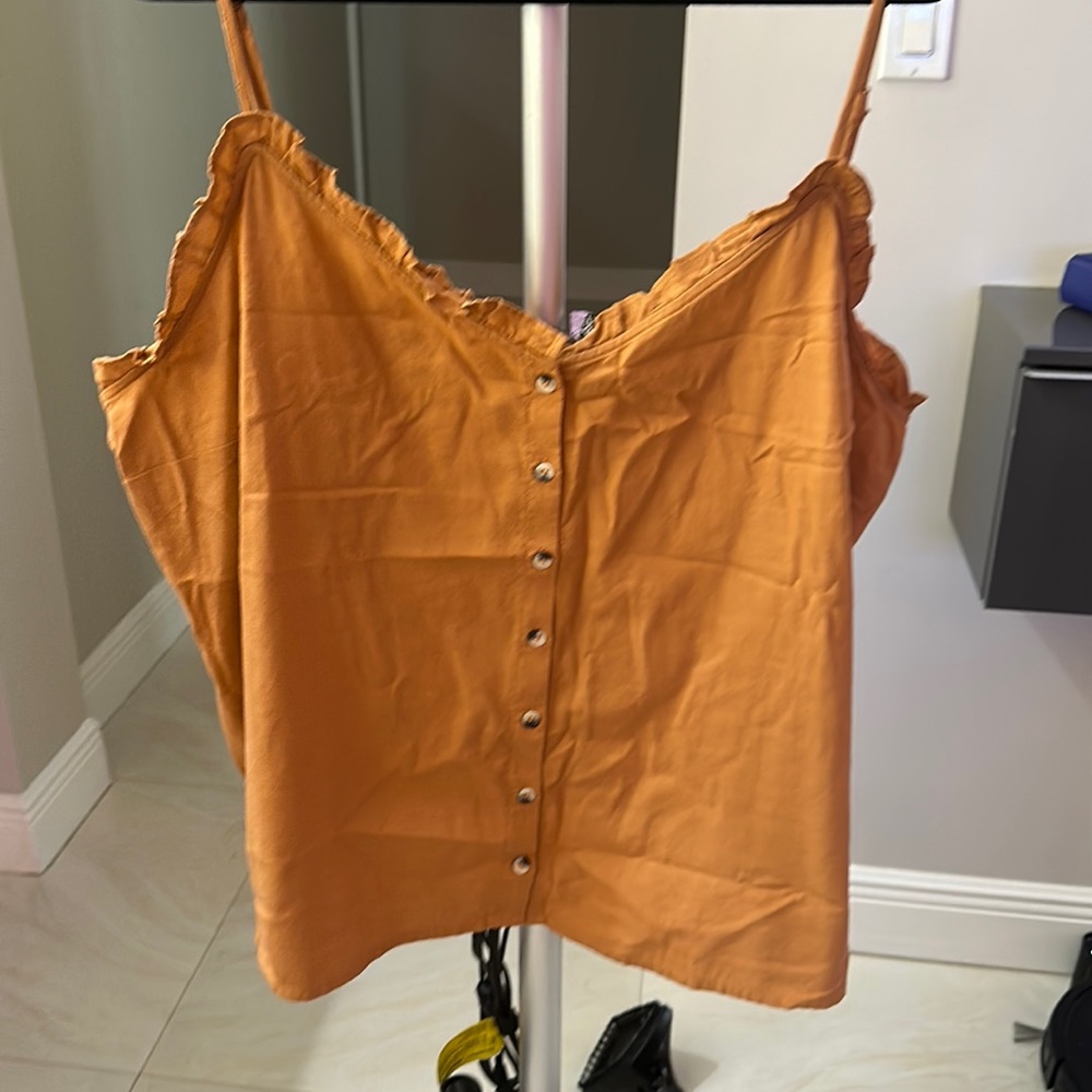 Linen button down top